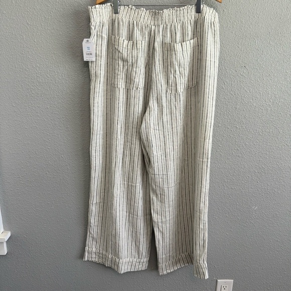 Smocked waist Wide Leg Striped Linen Blend Pants Size XXL (20) NWT Pockets - Picture 6 of 10